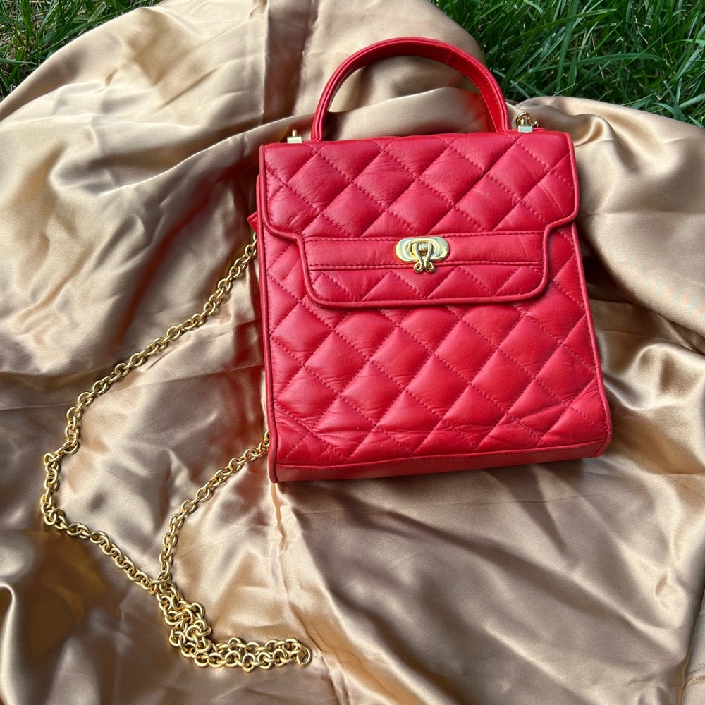 Red Quilted Tote/Cross Bag by Jay Herbert